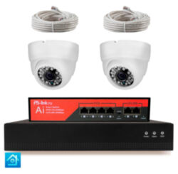 Комплект видеонаблюдения IP 8Мп  KIT-A802IP-PL 2 камеры для помещения, программный датчик движения, удаленный доступ, ночное видение