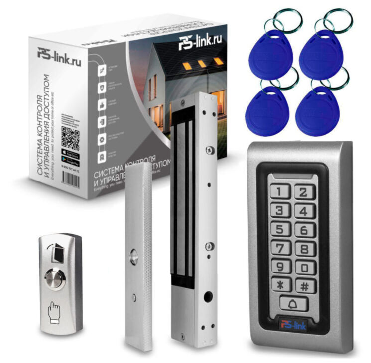 Система СКУД Ps-Link KIT-S601EM-WP-280LED / магнитный замок 280 кг / кодовая панель / RFID