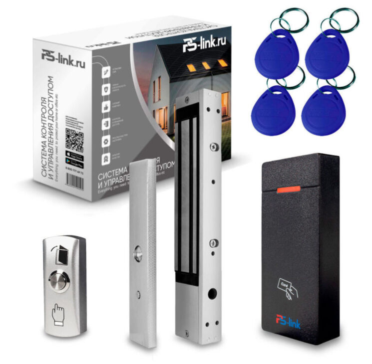 Система СКУД Ps-Link KIT-M010EM-WP-350LED / эл. магнитный замок 350кг / RFID