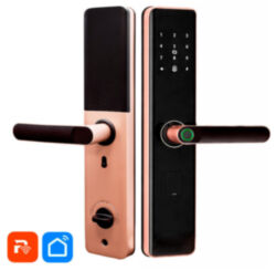 Умный дверной замок  PS-K2 Wi-Fi электронный биометрический с отпечатком пальца, картой и ключом цвет розовое золото